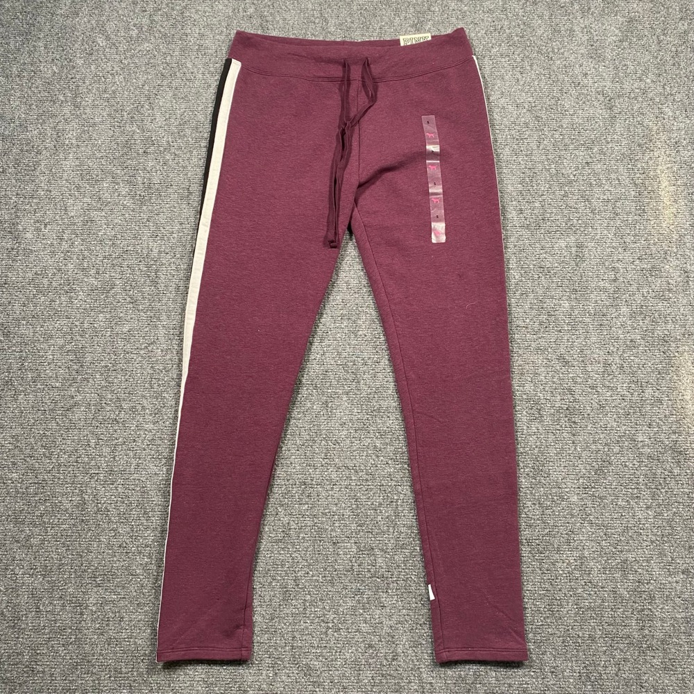 PINK Victoria's Secret Lounge Legging Burgundy Size S Side Stripe Drawstring NEW